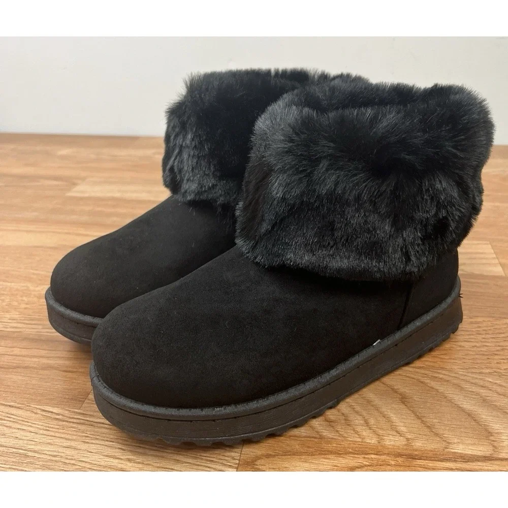 SO Coatimundi Faux Fur Women's Boots in Black Size 6 NEW